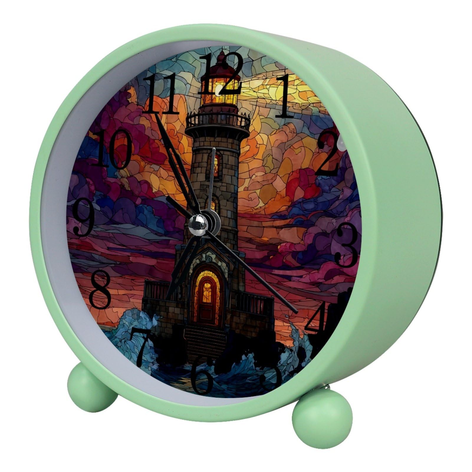 etoenbrc Watercolor Butterfly Silent Analog Alarm Clock Small Battery Operated Clock Slient Plastic Table Clock for Living Room Bedroom Color374