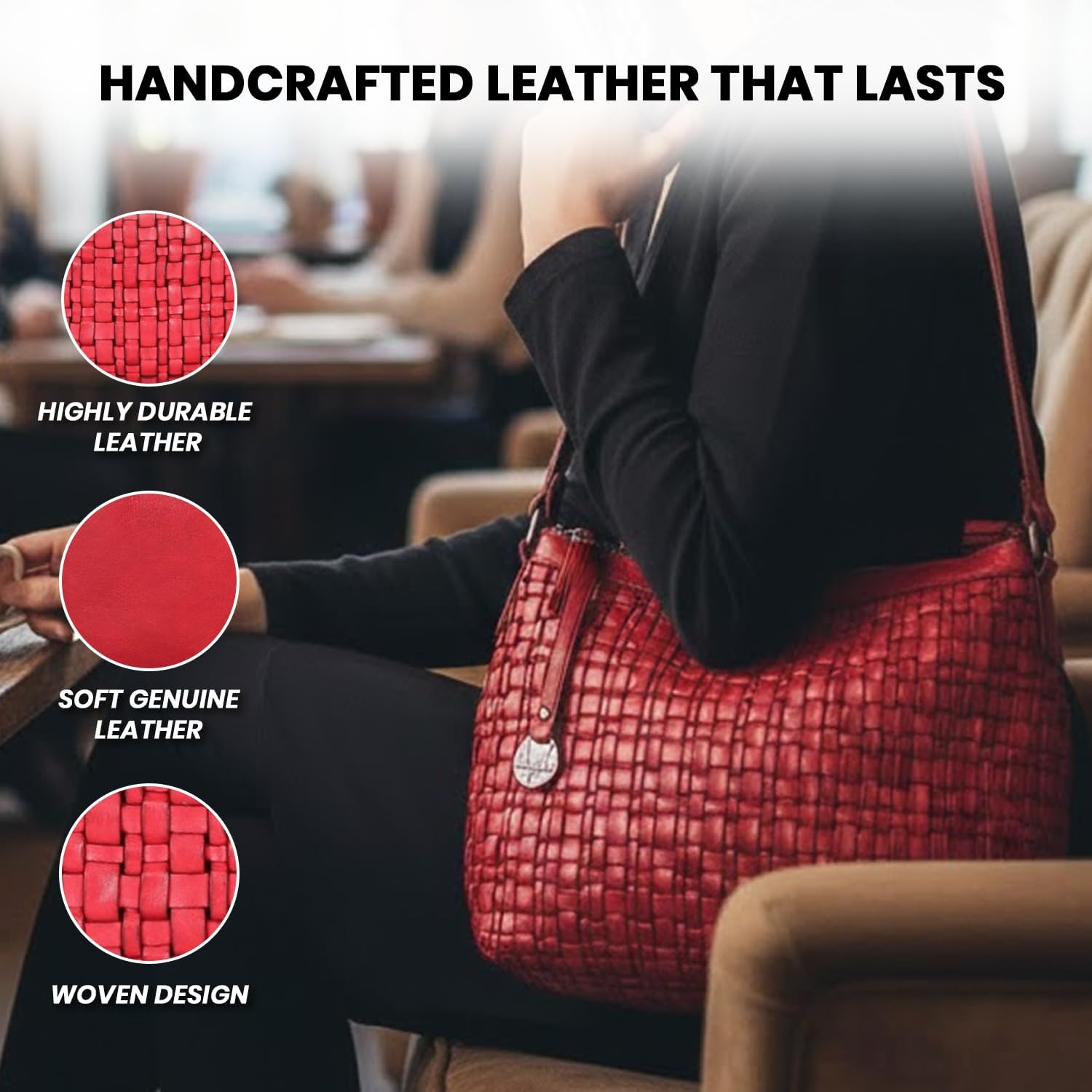 Genuine Leather Crossbody Sling Bag for Women, Purse for Women Trendy Casual Office Bag with Adjustable Strap