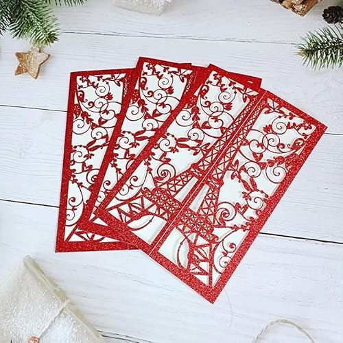 Cylallen 50 Pieces Laser Cut Eiffel Tower Birthday Wedding Invitation