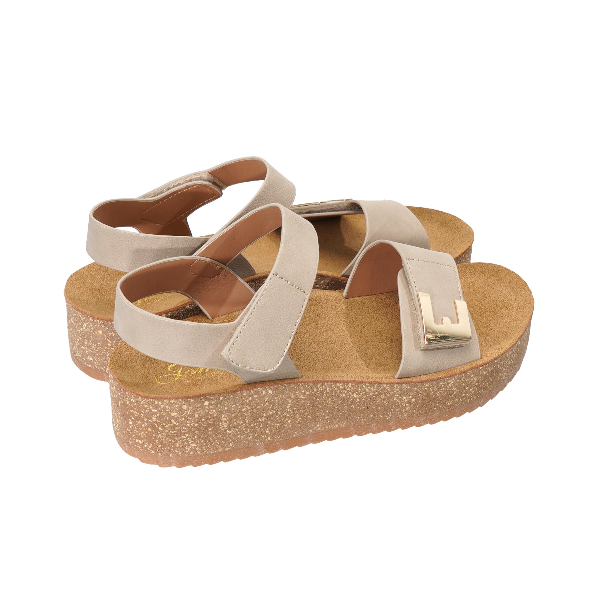JOMIX Sandali Donna con Zeppa in Sughero, Chiusura a Strappo e Fascia Posteriore, Scarpe Estivi Comodi per la Spiaggia e il Tempo Libero WWS260453