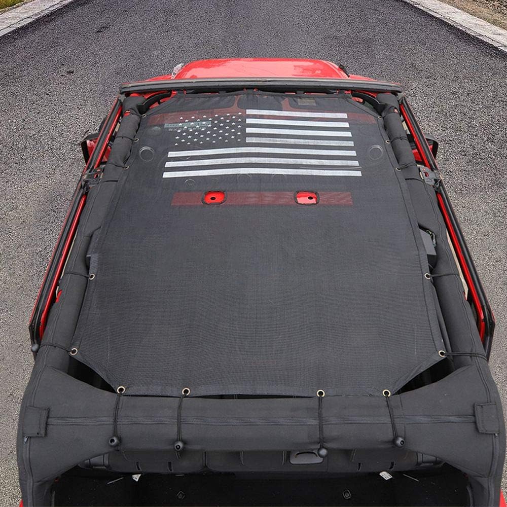JeCar Mesh Sunshade Top Shade Cover UV Protection for Jeep Wrangler 2007-2018 JKU 4 Door