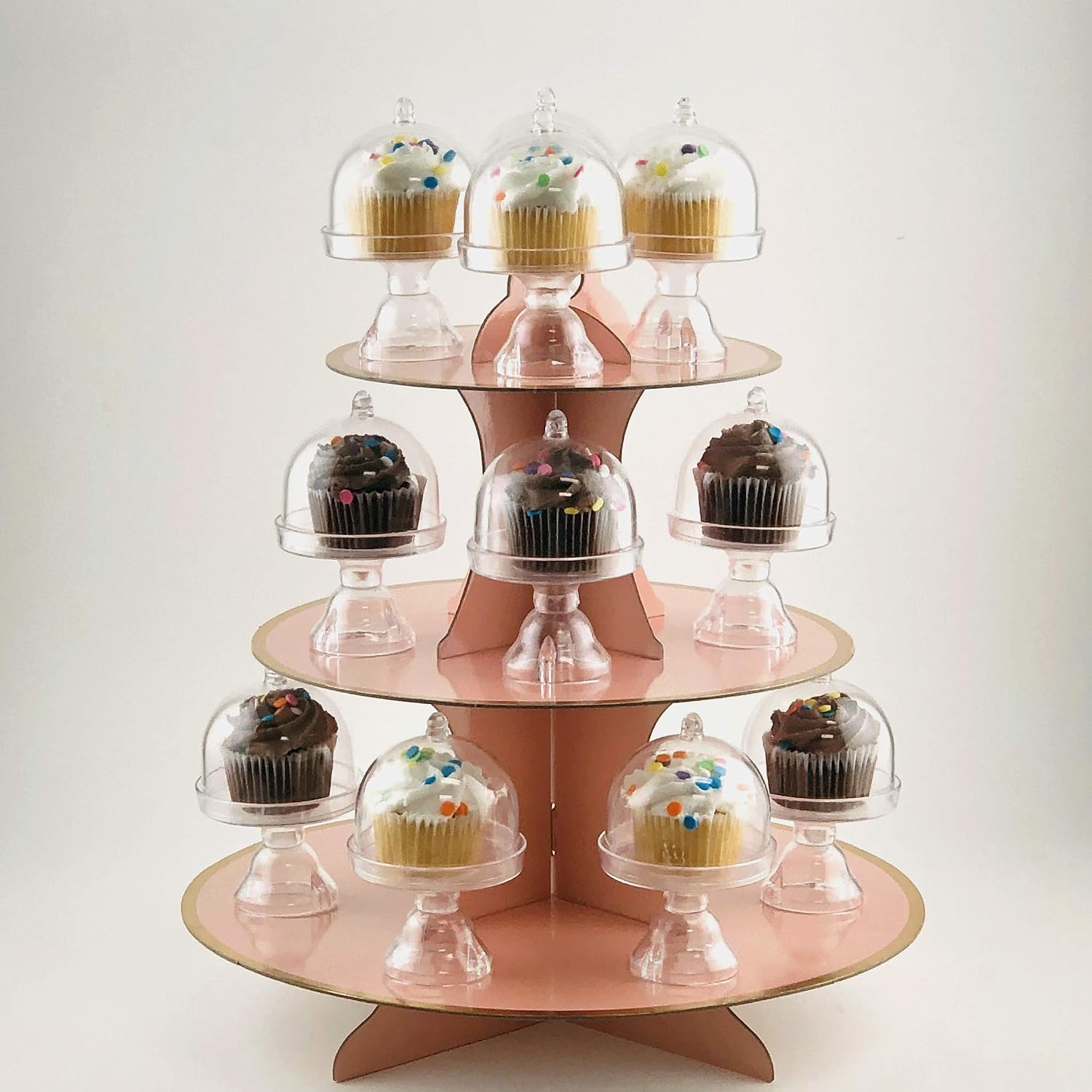 48 Pieces 4“ H x 2.75“ W Cake Plate Stand with Dome Cover, Clear,