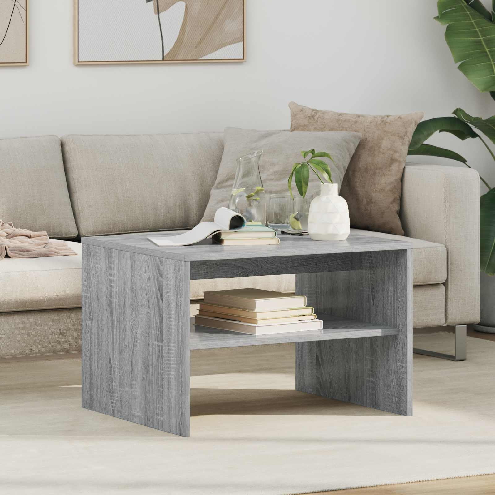 Table basse gris sonoma design moderne 60x50 cm meuble de rangement intérieur maison