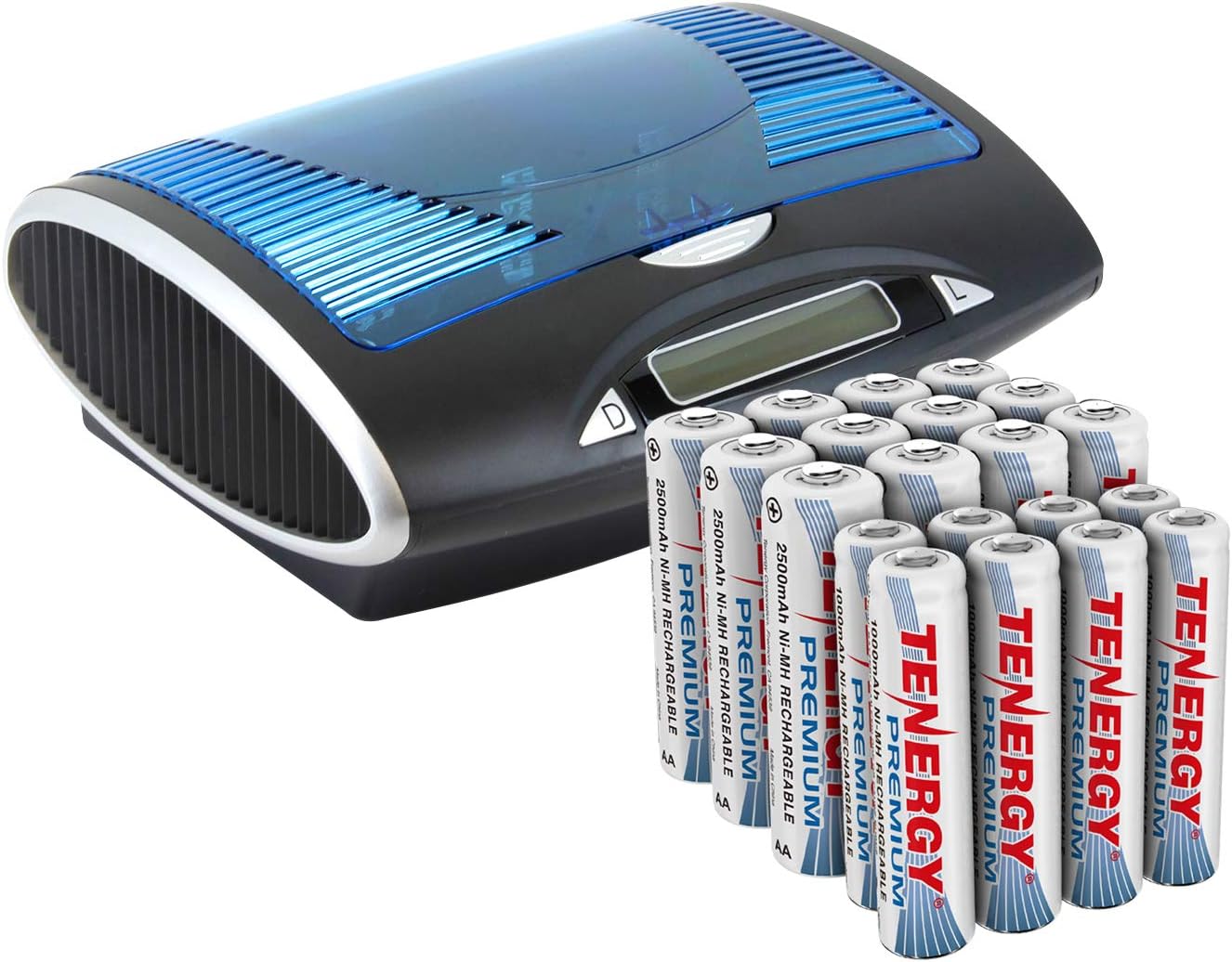 Tenergy T9688 Universal LCD Battery Charger and 12 AA and 8 AAA Premium NiMH Rechargeable Batteries …