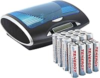 Vista 1 de Tenergy Cargador de batería LCD universal T9688 y 12 pilas recargables AA y 8 AAA Premium NiMH