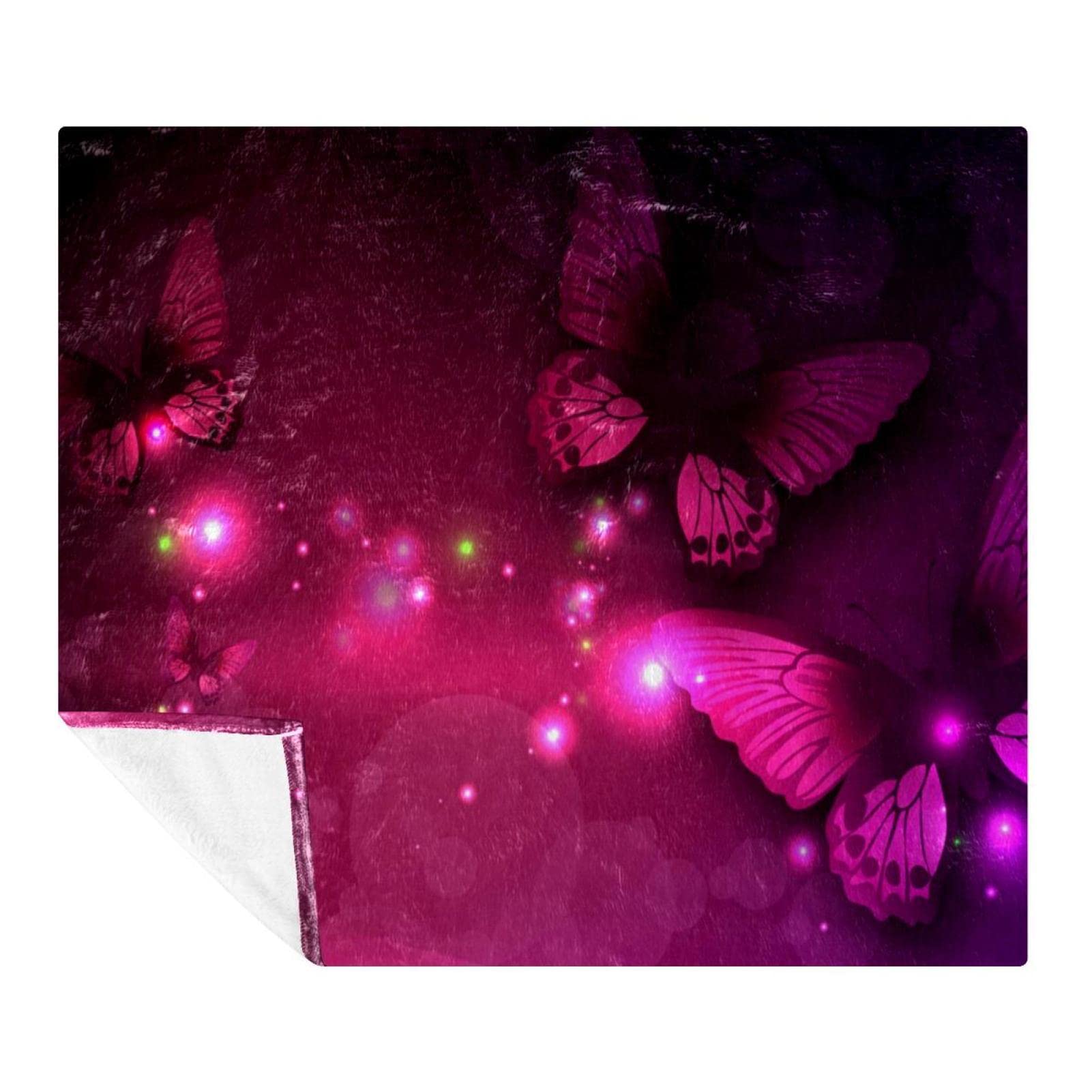Couverture polaire de literie papillon violet plaid décoratif de canapé et dessus de lit