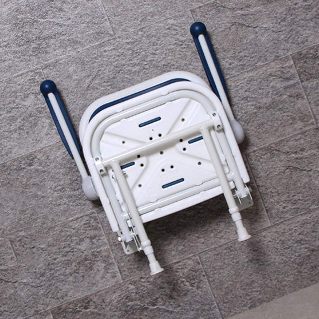 Casa Bañera Ducha Elevador Silla Montaje en Pared Plegable Mujer Embarazada Asiento de banqueta de baño con Respaldo Asa de Seguridad Ayuda de Seguridad para el baño para Ancianos, discapacitados