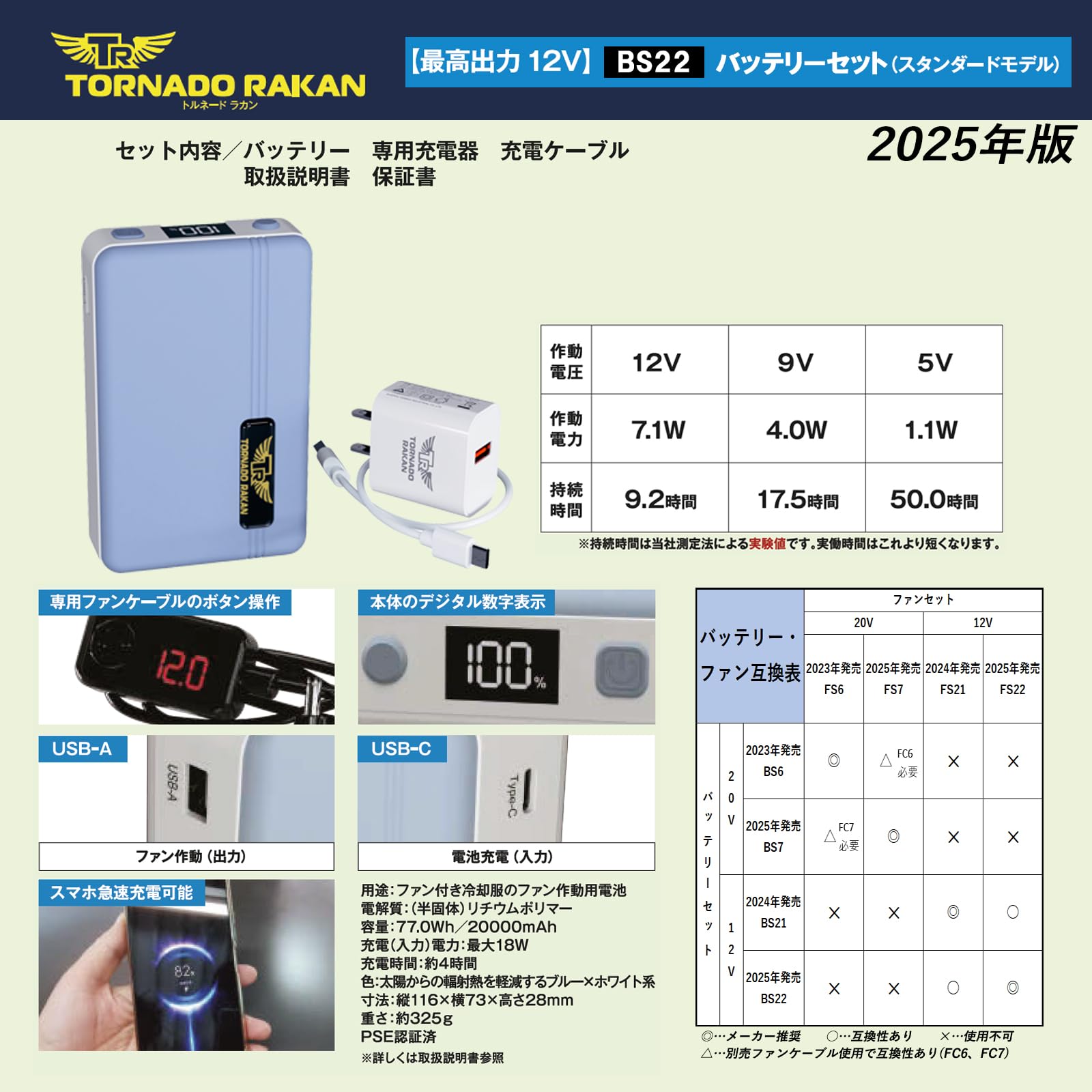 【未使用】トルネードラカン 空調服アクセサリー BS22 20000mAh 未使用】トルネードラカン 空調服アクセサリー BS22 20000mAh