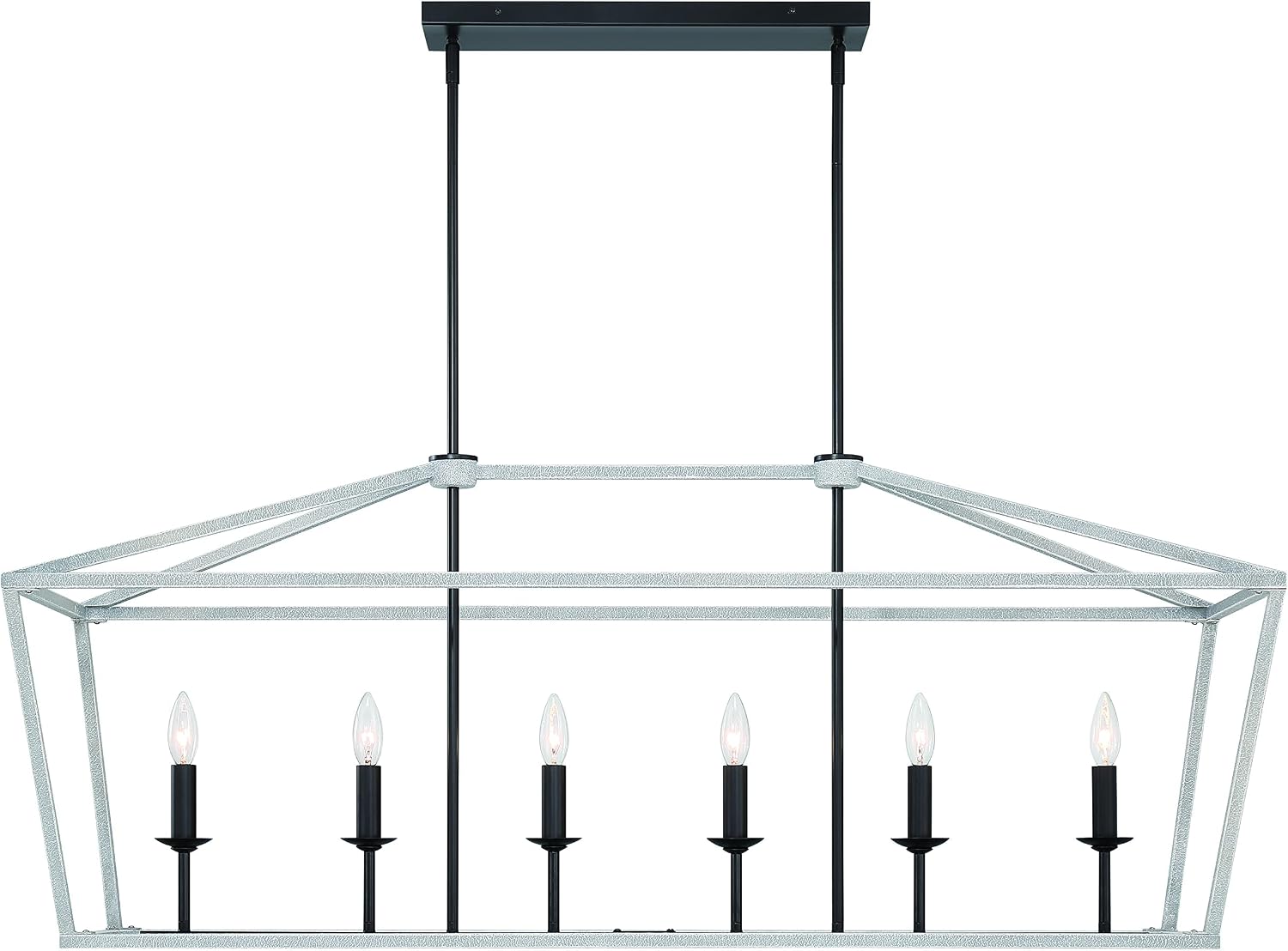 Vanity Art 6 Lights Kitchen Island Linear Pendant Chandelier | Modern Hanging Lighting Farmhouse Light Fixtures for Over Dining Table Kitchen Living Room (Crackle White+Classic Black) 12036-CW-BK