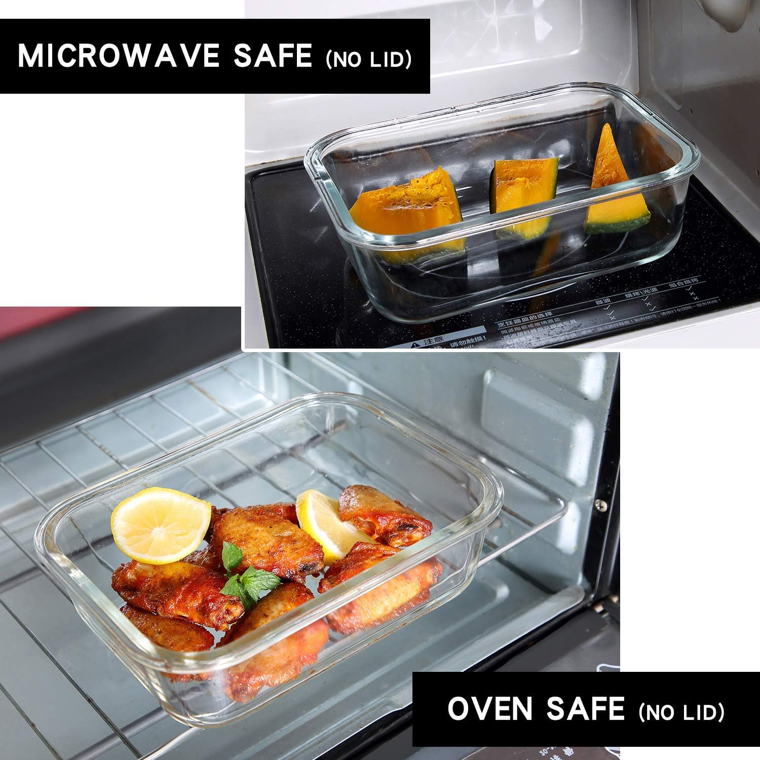 10-Pack Two Size(34 Oz,12 Oz) Lightweight Glass Food Container for Meal Prep,Durable Leakproof Lids Grey Blue Lunch Storage