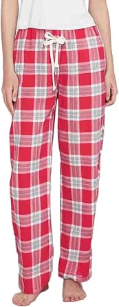 Womens Cotton Flannel Pajama Pants, Soft Lounge Bottoms with Pockets