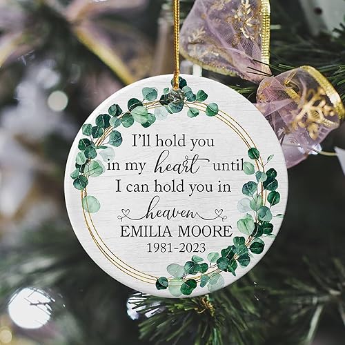 Vista 14 de Adorno de cerámica con cardenal personalizado en memoria amorosa, los seres queridos pueden dejar este mundo pero nunca dejan nuestros corazones