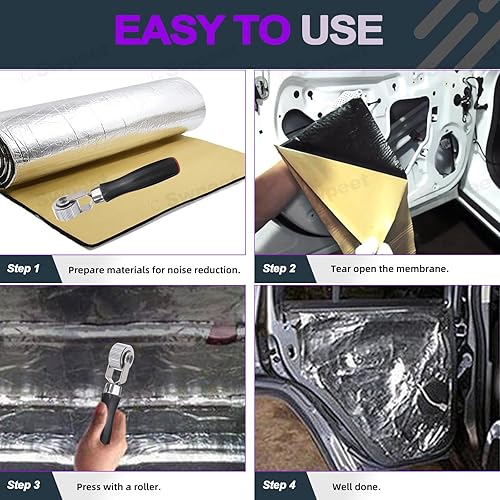 Miniatura 4 de Swpeet Juego de 3 rodillos de amortiguación de sonido para automóvil, rodillo de ruido automático, herramienta de instalación de metal para