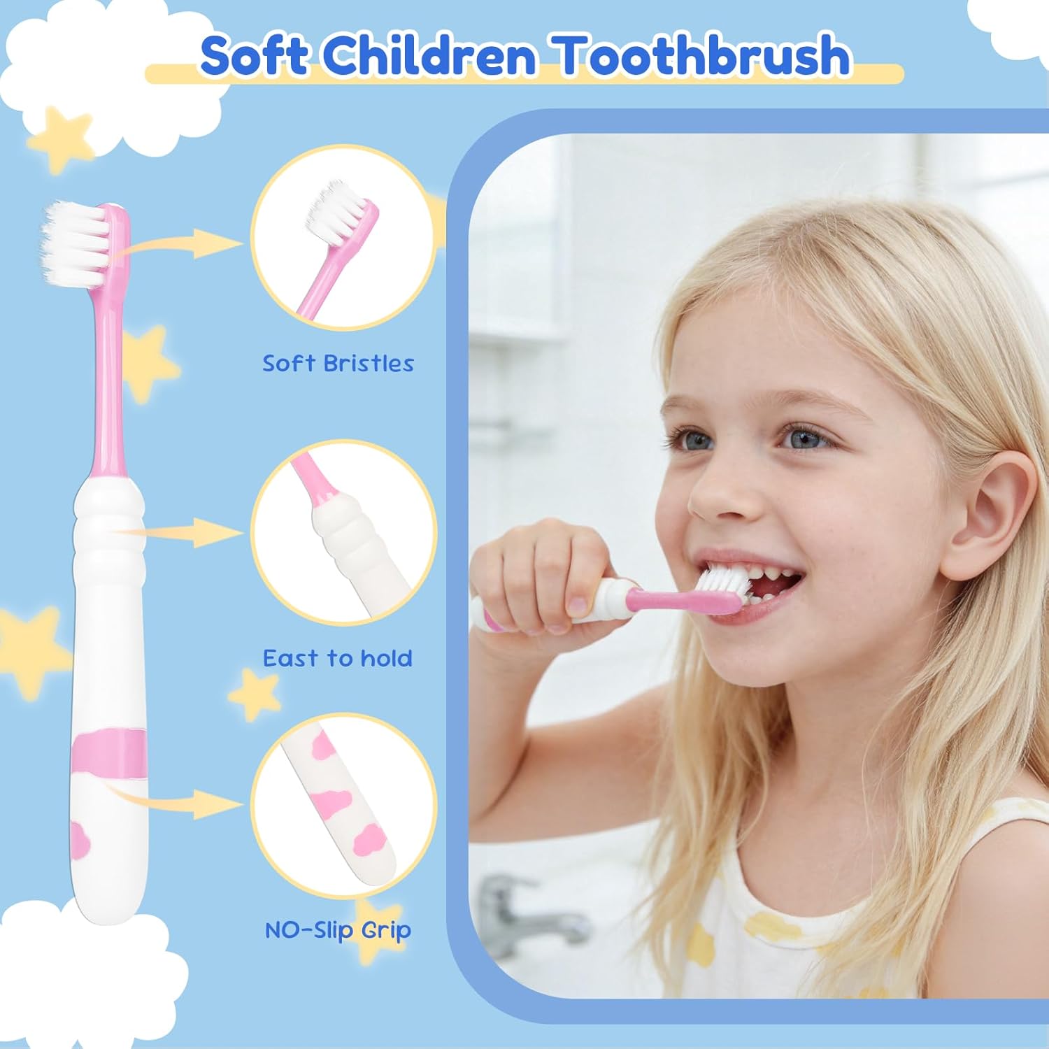 Disposable Kids Toothbrushes Individually Wrapped Kids Tooth Brush 4 Colors Soft Children Toothbrush Helps Prevent Tooth Decay & Gum Diseas for Family Travel Picnics Boys Girls (200)