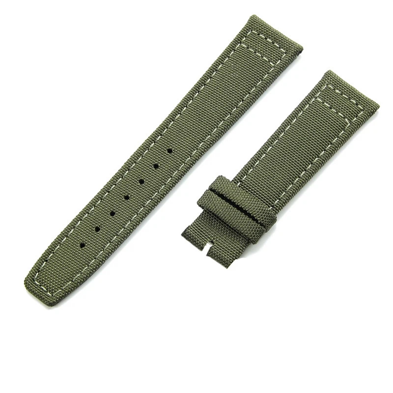 20mm 21mm 22mm Nylon Canvas Cinturino per IWC PILOT Portogallo PORTOFINO Cinturino in Tessuto Fibbia Pieghevole Cintura in Pelle di Vacchetta, 20mm, Agata