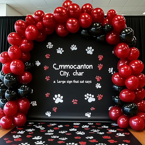 Miniatura 5 de RUBFAC - Kit de arco de globos de 129 piezas de color rojo rubí, diferentes tamaños de 18, 12, 10 y 5 pulgadas, globos de látex rojo cereza para