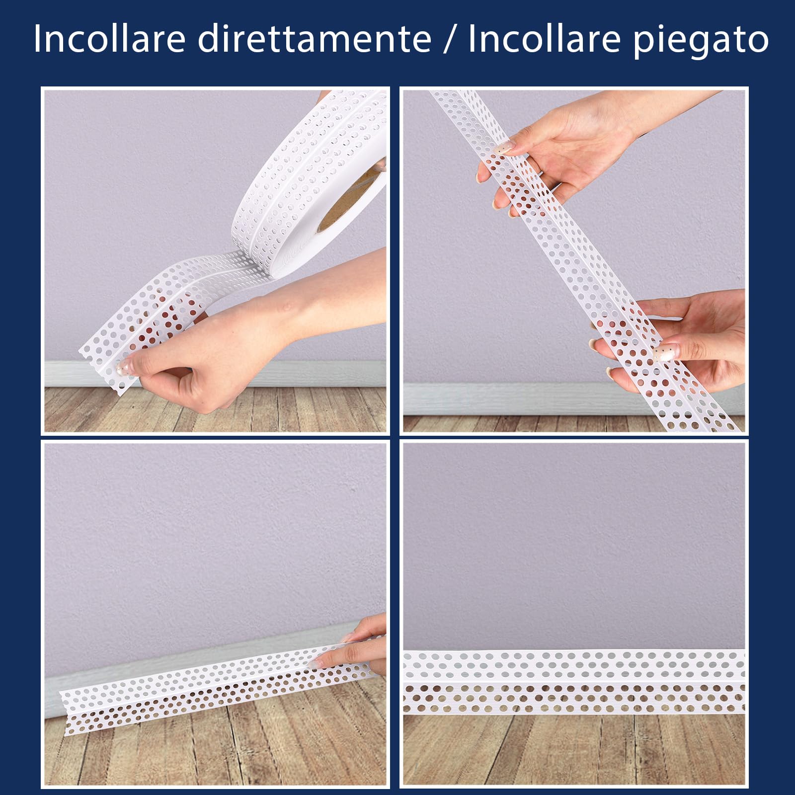 Nastro per cuciture generico 40 m x 5 cm in cartongesso in PVC autoadesivo per angoli interni ed esterni, rinforza e protegge le giunzioni, ripara le pareti