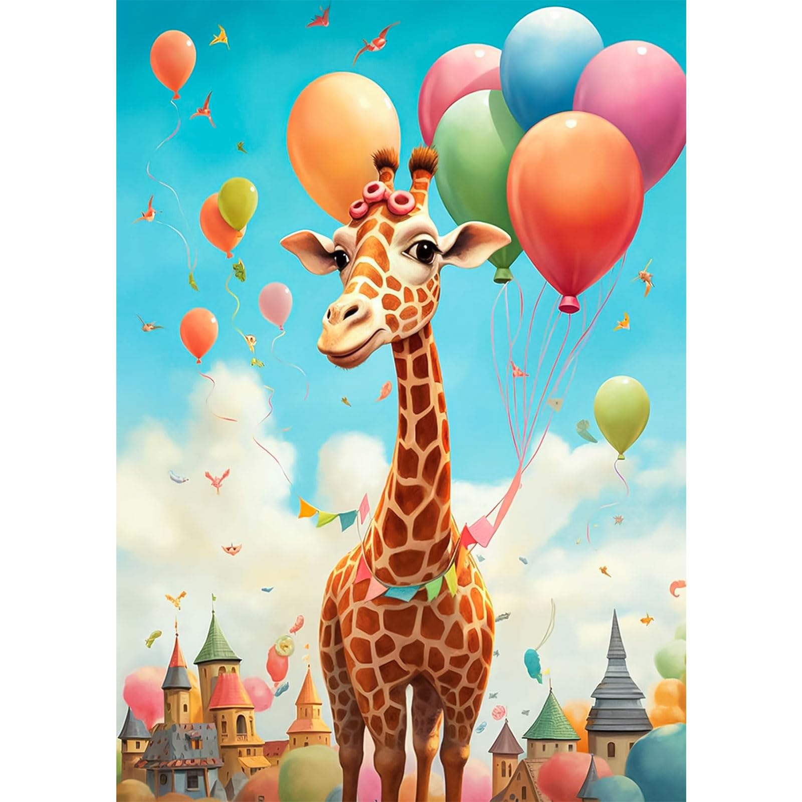 RICUVED 5D Giraffe Diamond Art for Adults, DIY Full Drill Diamond Painting Giraffe Round Diamond Arts Animal Kits Gem Painting Crafts for Home Wall Decor 12x16 Inch