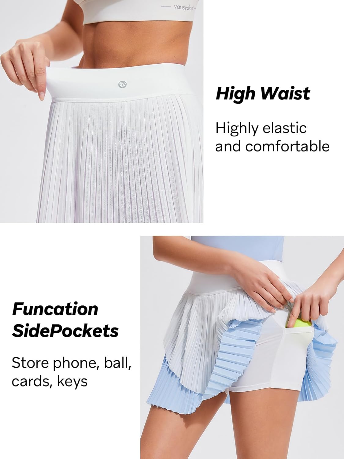 Mudere Women's Pleated Tennis Skirt Golf Skorts for Woman High Waisted Athletic Skort with Shorts Pockets - Image 5