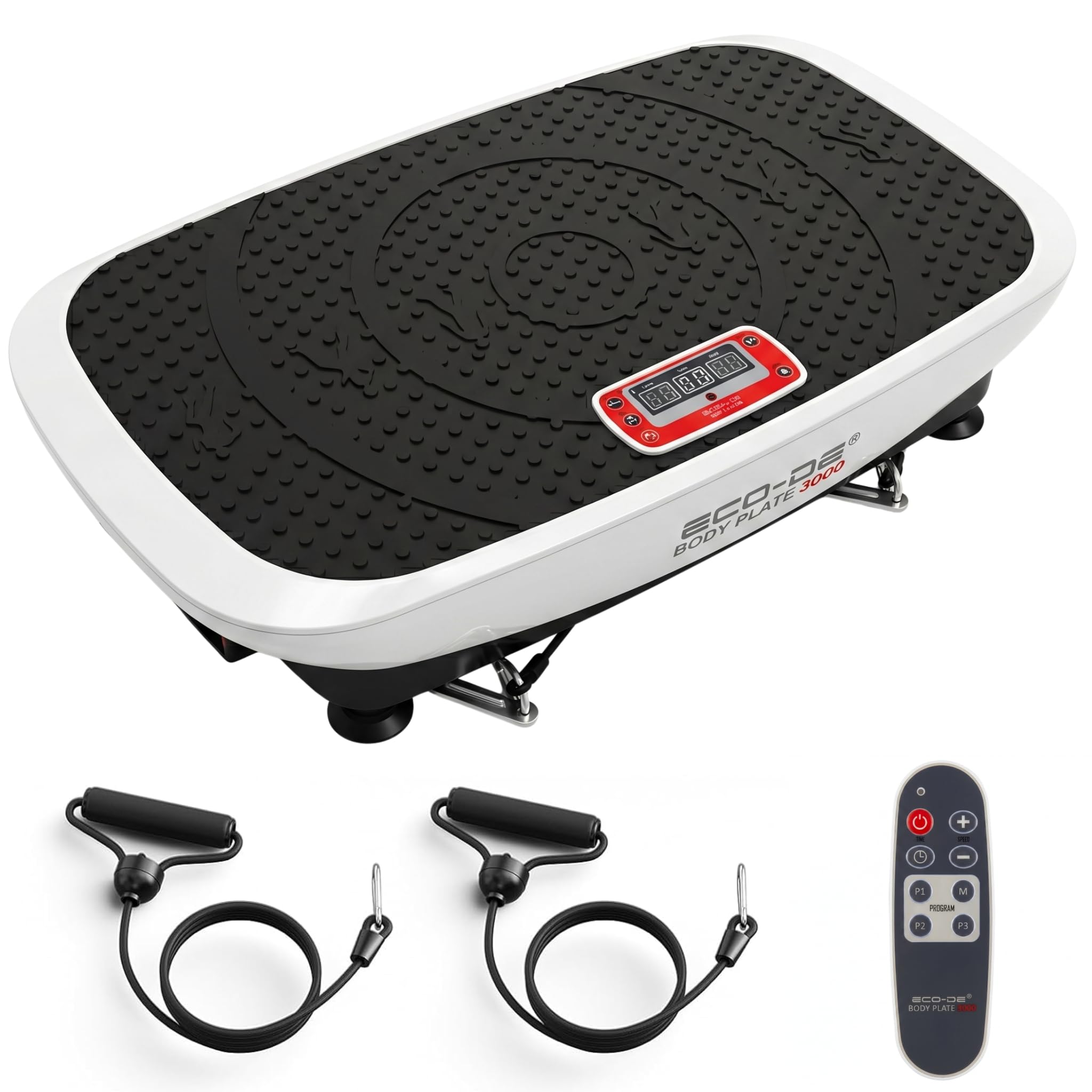ECODE® Plataforma Vibratoria Muscular de 80cm con 2 Motores para Ejercicios en Casa - Tonifica, Quema Grasa y Adelgaza con Sus Programas Automáticos - Capacidad 150 kg