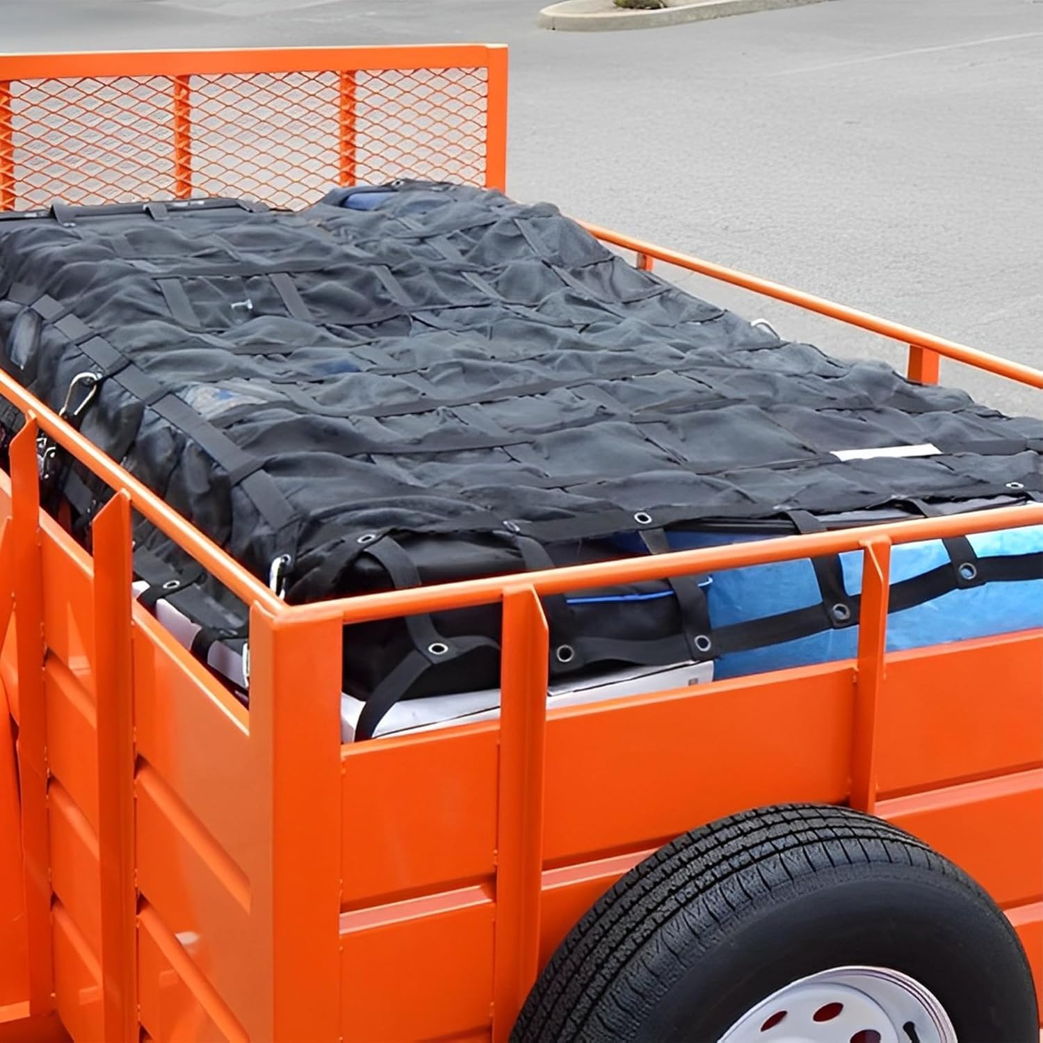 Frachtnetz,Netz für Anhänger,Verstellbar Frachtnetz Ladenetz Organizer,4 verstellbare Gurte,für Pickup,LKW,SUV,145x183cm