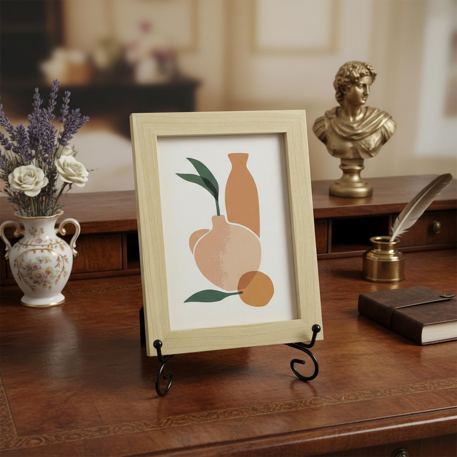 TIANLIN 7 Pollici Porta Piatti da Esposizione, 4 Pezzi Nero Cavalletto in Ferro Nero, Supporto Espositore in Ferro per Foto Pieghevole, per Piatti Decorativi, per Foto, Opere D'arte