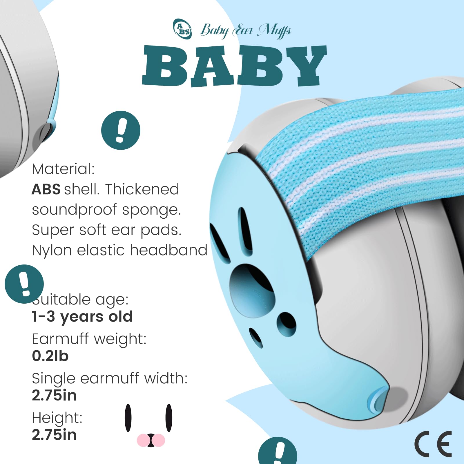 Gardtech Auriculares de protección auditiva para bebé, protección contra el ruido, protección auditiva para niños, con diadema ajustable, 25 dB SNR, orejeras para bebé, ideales para el día a día,