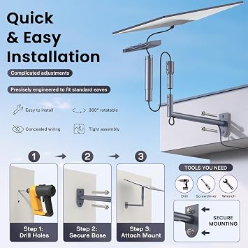 Starlink Gen 3 Wall Mount, 360° Adjustable Aluminum Alloy Bracket. | with Pipe Adapter for Starlink Standard/4 X/Gen3/Enterprise Dish, Heavy Duty Pole Mount Kit for Roof RV Outdoor