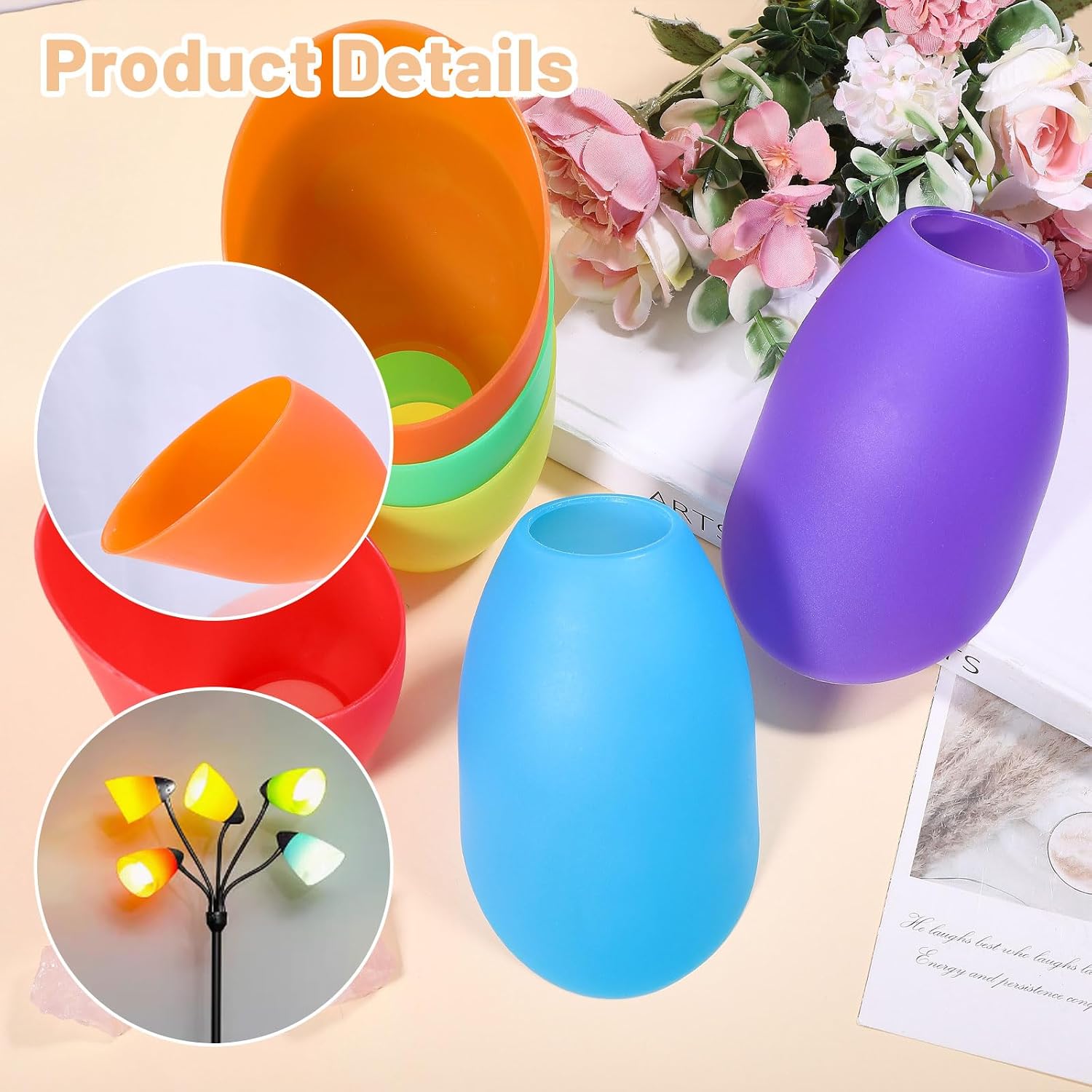 CHGCRAFT 6 Pcs 6 Color Plastic Lamp Shade Replacement Horseshoe Lampshade 42mm Hole Replacement Lamp Covers for LED Stand-up Lamps 3.6 Inch/91 mm Inner Diameter image 4