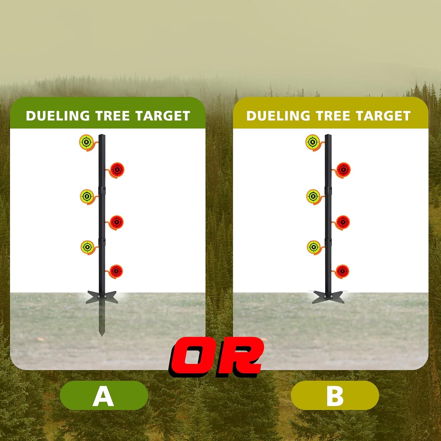 Dueling Tree Target Kit for .22 Rimfire, Metal Shooting Target with Ground Insertable Design, Suitable for .22 Rifles and Handguns Shooting Practice