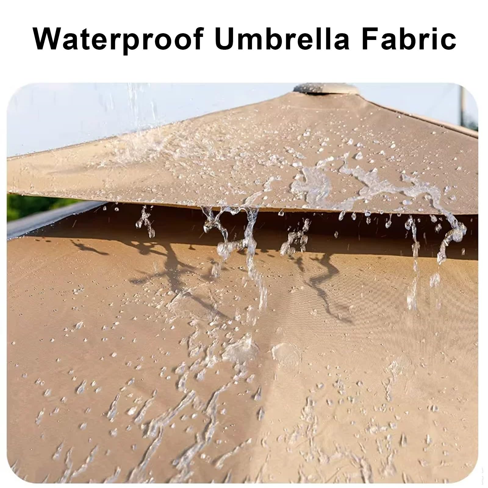 Telo di Ricambio per Ombrellone da Giardino 8 Stecche, Doppio Telo UVs30+ | Copertura a Sbalzo Poliestere 220gsm, Impermeabile, per Ombrellone da Giardino e Piscina(Light Khakiii,250x250cm)