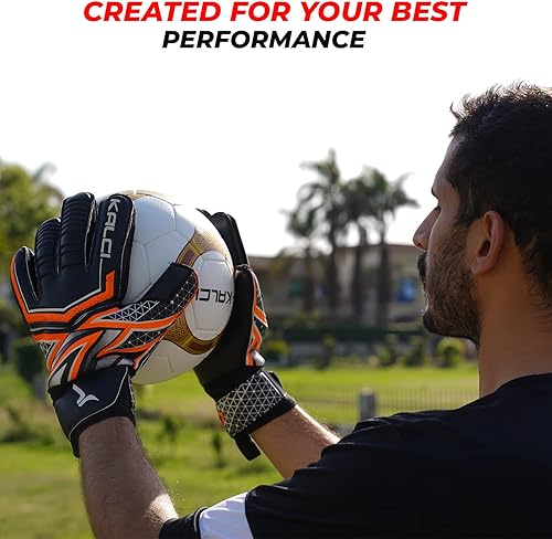 Miniatura 7 de Kalci Guantes de portero de fútbol con acolchado de espuma de látex para niñosadultos, protección de dedos transpirables, guantes de portero con