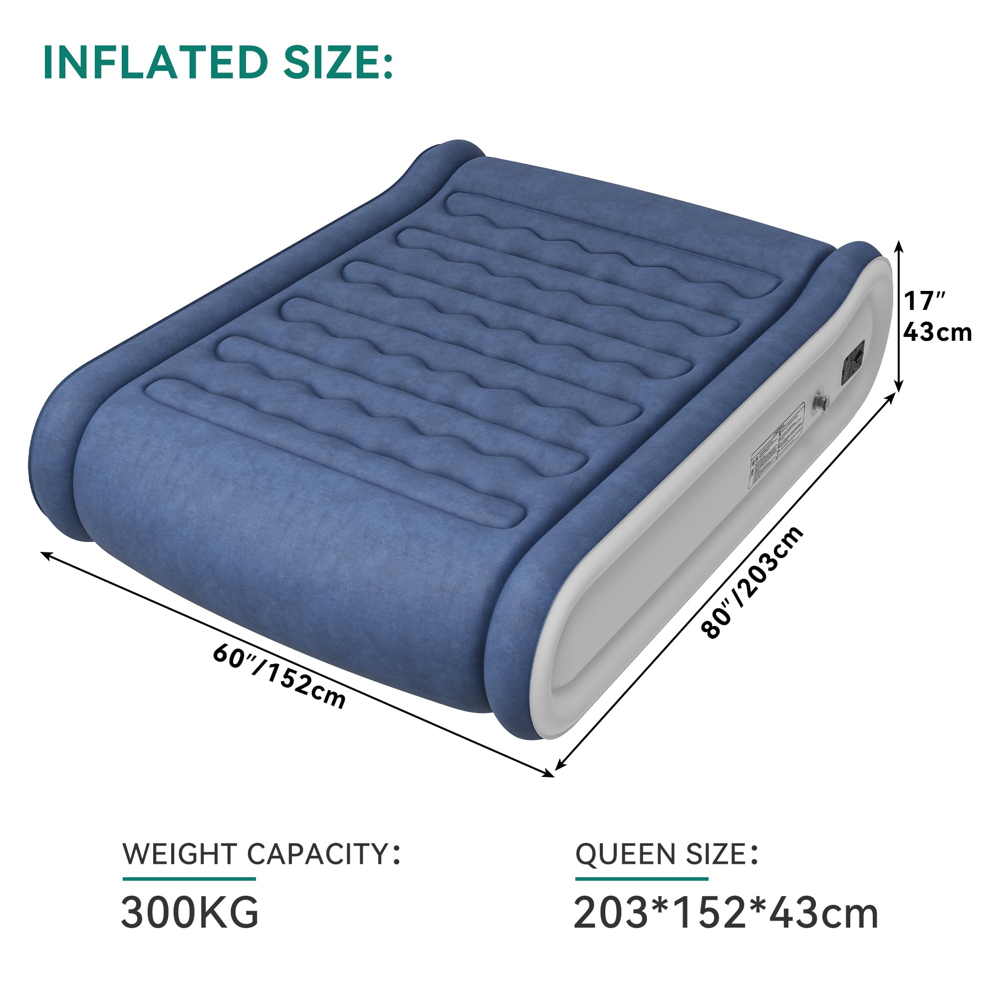 Materasso Ad Aria Autogonfiabile YITAHOME 203x151x46 Cm - Con Pompa Integrata, Custodia E Base Antiscivolo, Blu E Nero - Foto 10