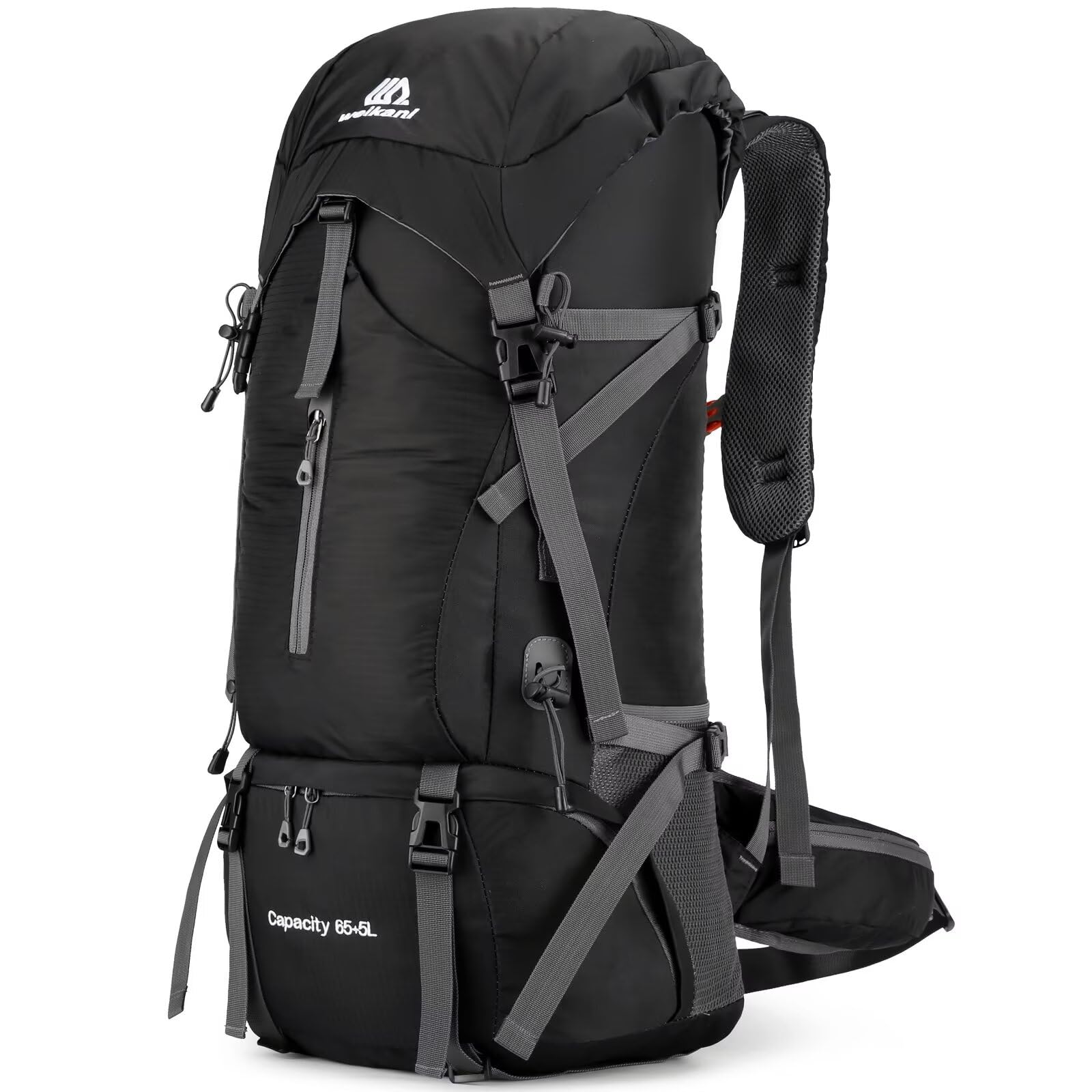 Ezmina 70L Hiking Backpack with Rain Cover Lightweight Camping Rucksack for Men Women Large Trekking Bag Waterproof Travel Backpacking Hiker Daypack for Touring Climbing Outdoor Sport Mountaineering