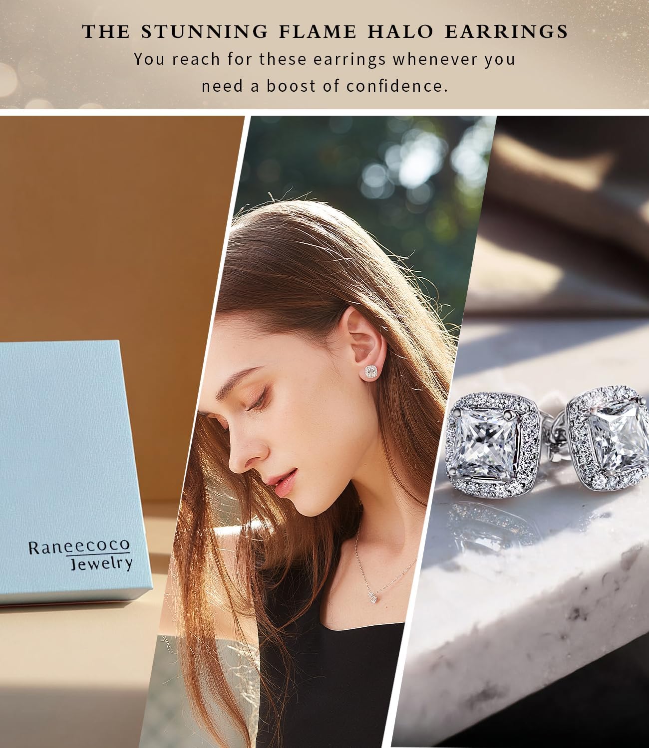 Stunning Flame 18K White Gold Plated Halo Cluster Cubic Zirconia Earrings/Sterling Silver Stud Earrings for Women, Mom - Image 9