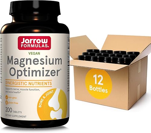 Jarrow Formulas Optimizador de magnesio, importante para la salud ósea, 200 tabletas, paquete de 12