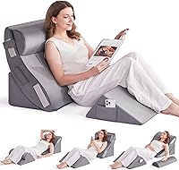 Vista 13 de Yojoker Juego de 6 almohadas ortopédicas de cuña para dormir, espuma poscirugía para el cuerpo, alivio del dolor de espalda y piernas, almohadas