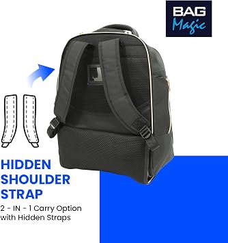 2-in-1 Wheeled Backpack 50x38x25cm - 47L, Cabin Bag for British Airways, Jet2 & More – Travel Rucksack with Hideaway Straps, Trolley Handle & Lightweight Holdall Design