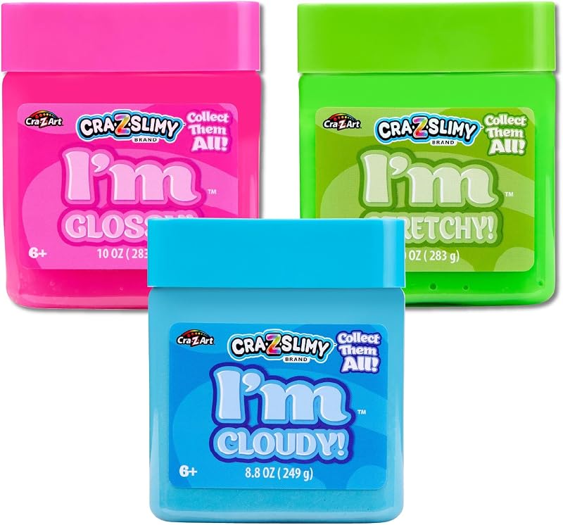 CRA-Z-Slimy I'm Slime 3-Pack Slime Set | Neon Pink, Neon Green and Neon Blue Sensory Slime Jars