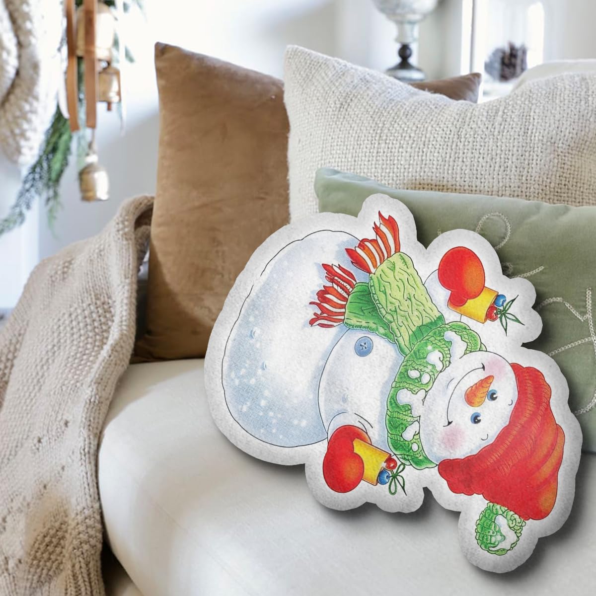 228CLOSET Snowman Plush Pillows - Christmas Funny Flush Pillow, Plush Pillows for Kids, Rooms, Sofa Decor Series 02 Size 16x16 in