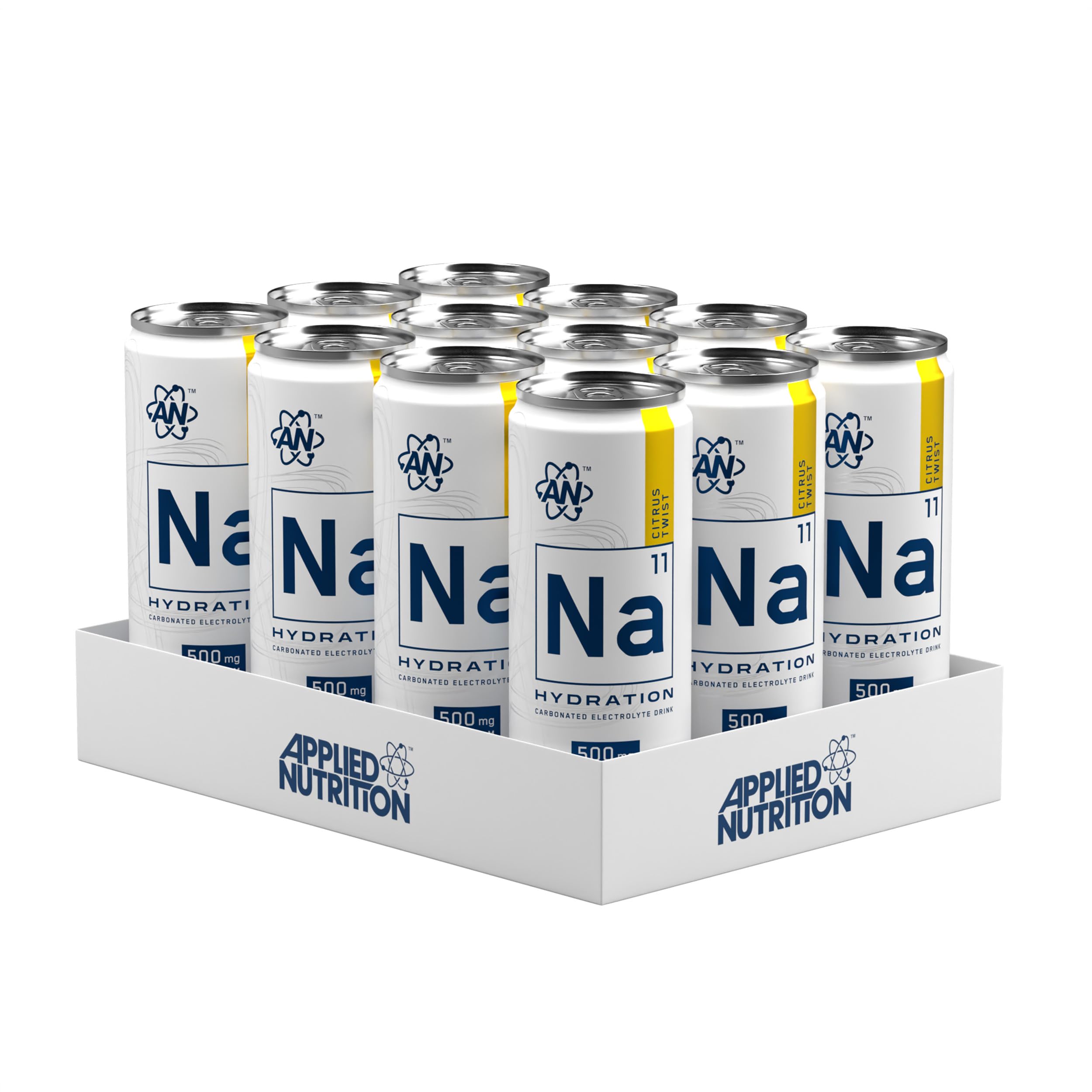 Applied Nutrition Na-11 Hydration Cans - Carbonated Electrolyte Drink, Sugar Free, 500mg Sodium, Magnesium & Potassium with Niacin & Vitamin B12 (12 Cans x 330ml) (Citrus Twist)