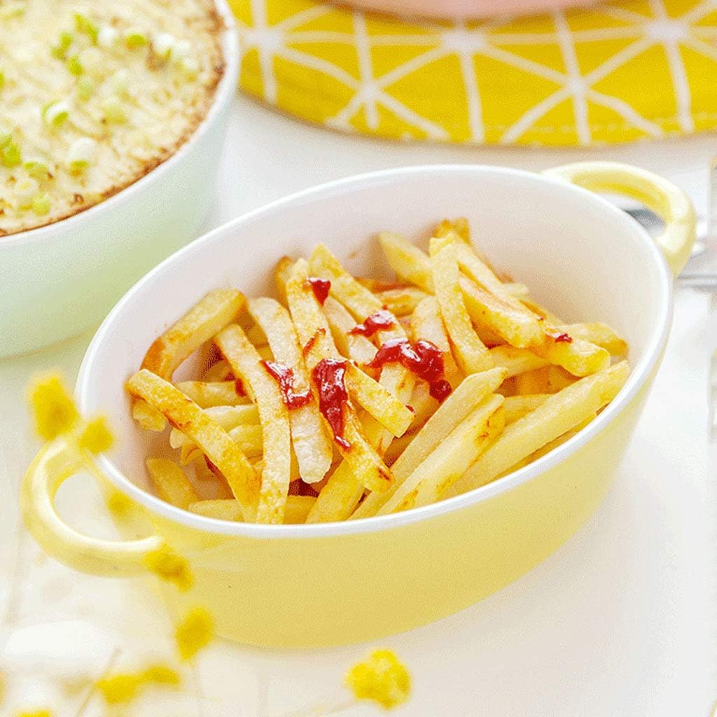 Baking Dish Rectangular Ceramic Grilled Cheese Risotto Baking Pan Microwave Oven Baking Dish Western Pottery 6 Color Optional Bakeware (Color : Yellow) (Pink)