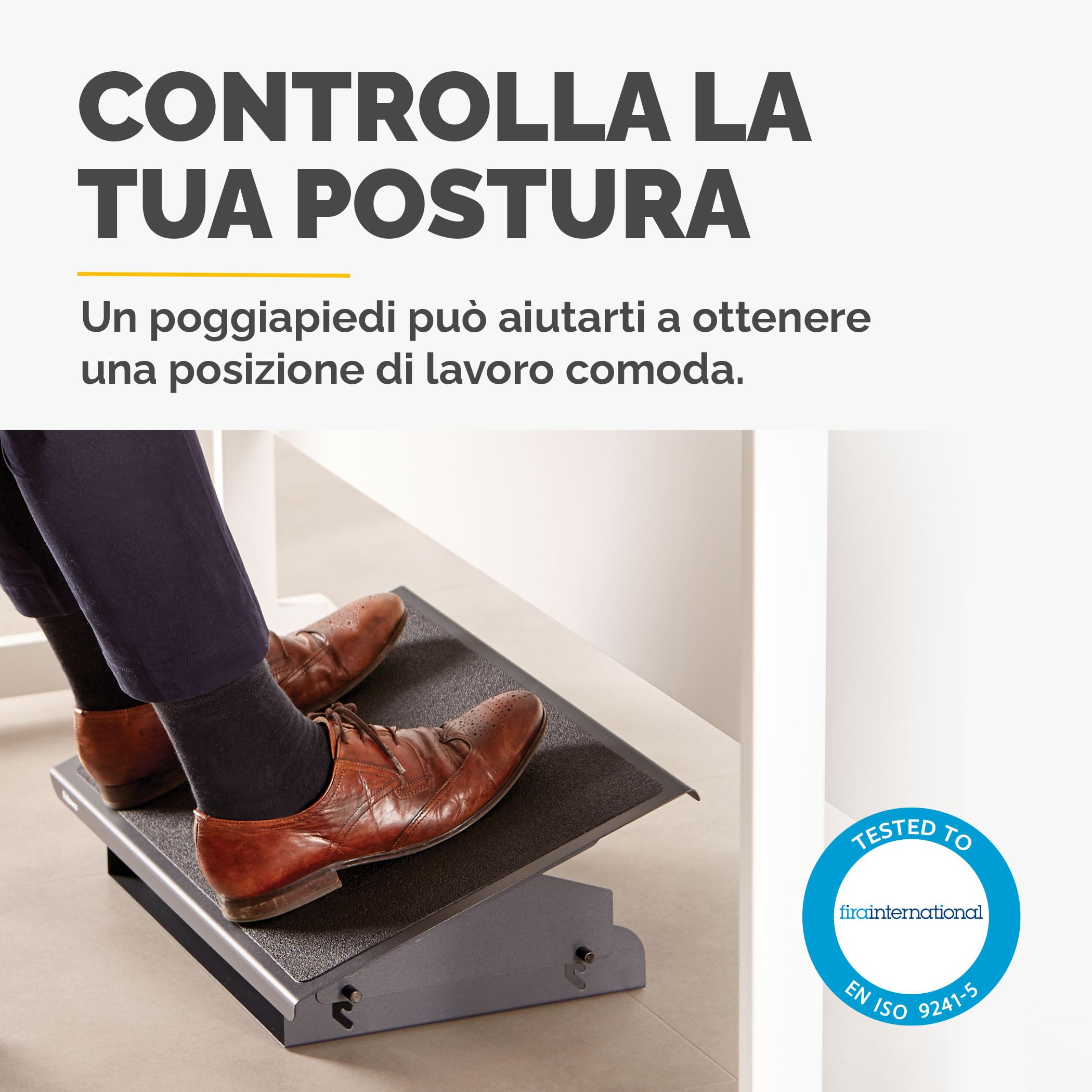 Fellowes Poggiapiedi da Scrivania Heavy Duty Professional Series, Regolabile in Altezza, Poggia Piedi Ergonomico per Casa e Ufficio, Con Piattaforma Basculante, Accreditato FIRA, Colore Nero