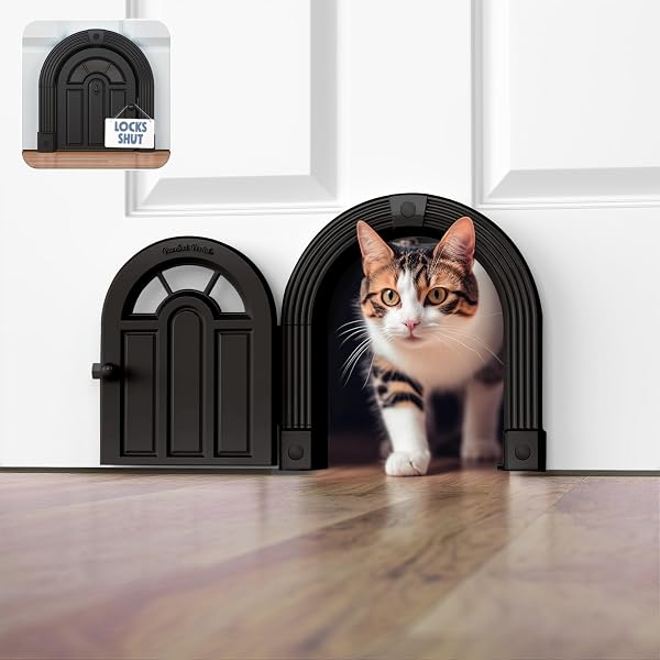 Purrfect Portal Meow Manor® Cat Door Interior Door - No-Flap, Fits Cats Up to 20 lbs, Easy DIY Setup, No Training Neede