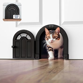 Meow Manor® Cat Door Interior Door - No-Flap, Interior Cat Door for Cats Up to 20 lbs, Easy DIY Setup, Secured Installation in Minutes, No Training Needed…