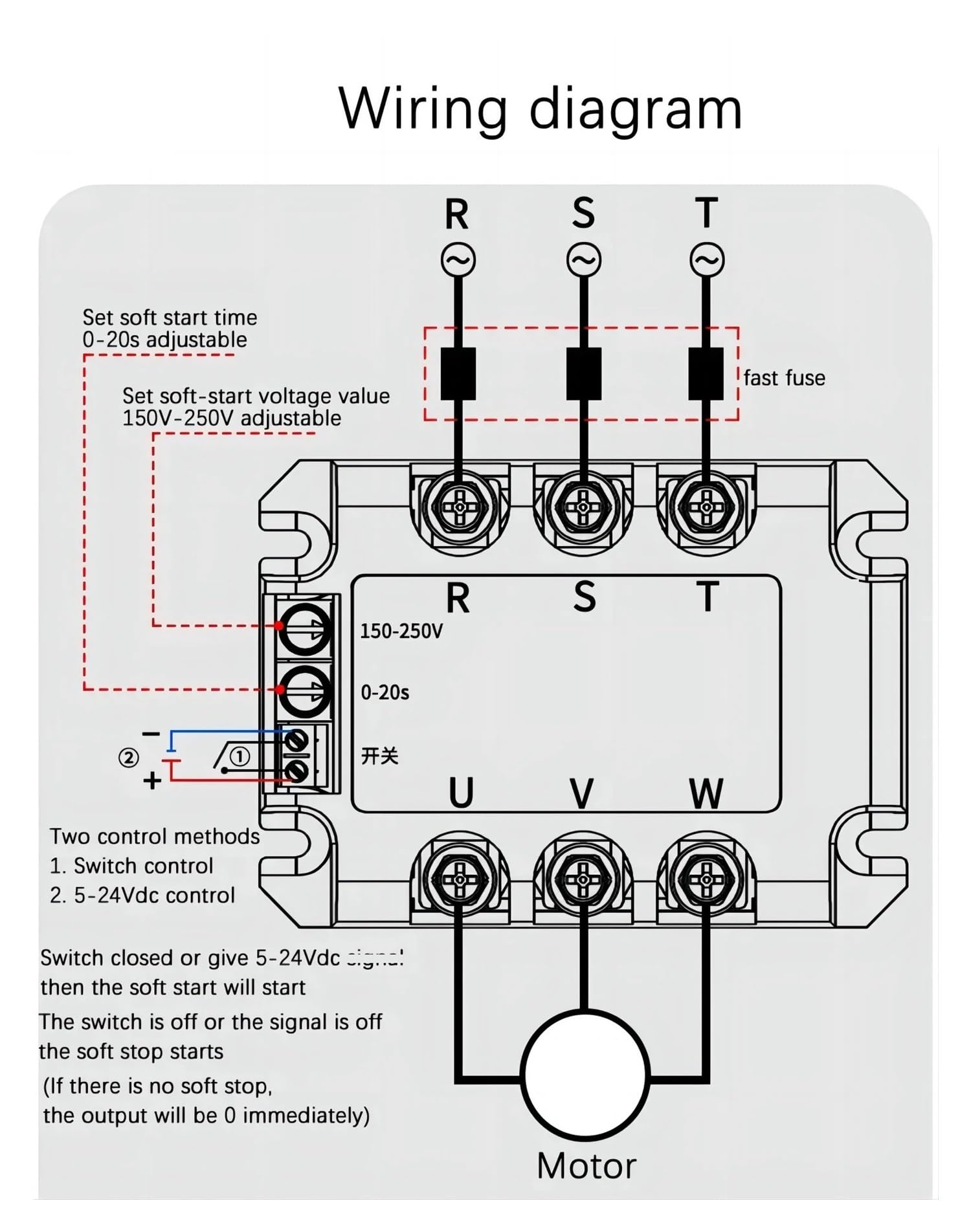 Démarreur progressif de Moteur triphasé/monophasé, Module de démarrage Lent, Relais à Semi-conducteurs, décompression et contrôleur abaisseur(Single 4KW Module)