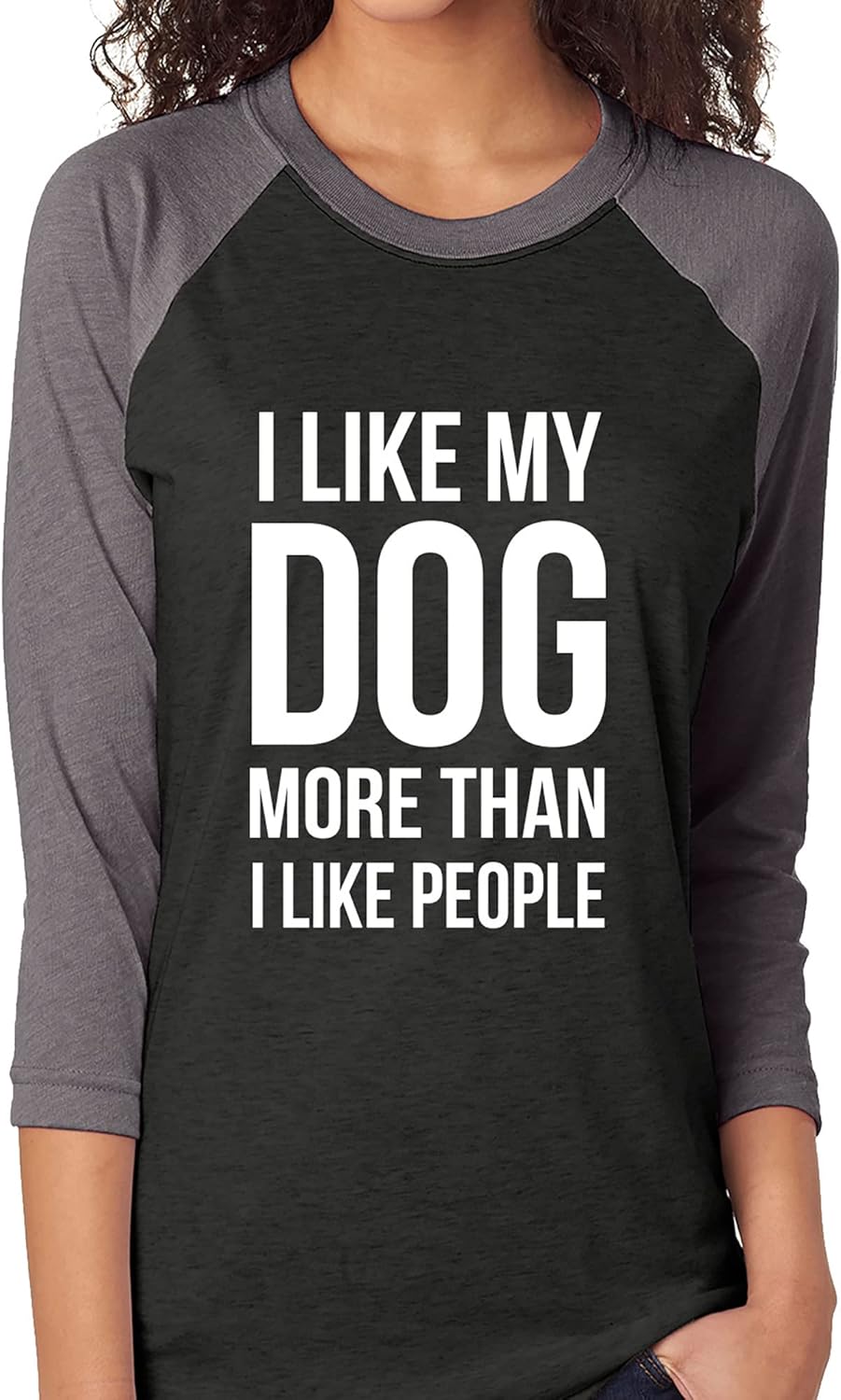 zerogravitee I Like My Dog More Than I Like People Unisex 3/4 Sleeve Baseball Raglan Tee