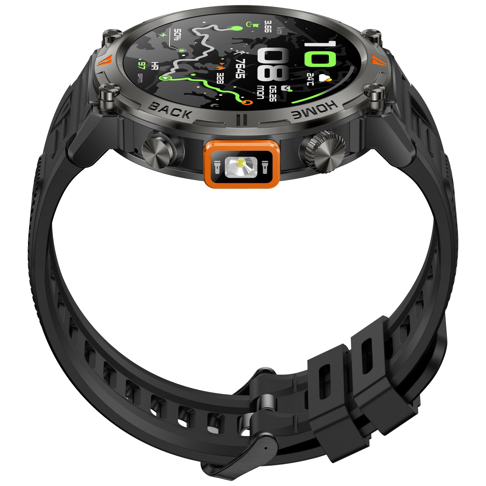 Foxhawk Smart Watch militare con localizzatore GPS, 1,44 pollici HD robusto Smart Watch con torcia a LED bussola, 3ATM impermeabile Smartwatch tattico per iOS Android, orologio fitness da uomo