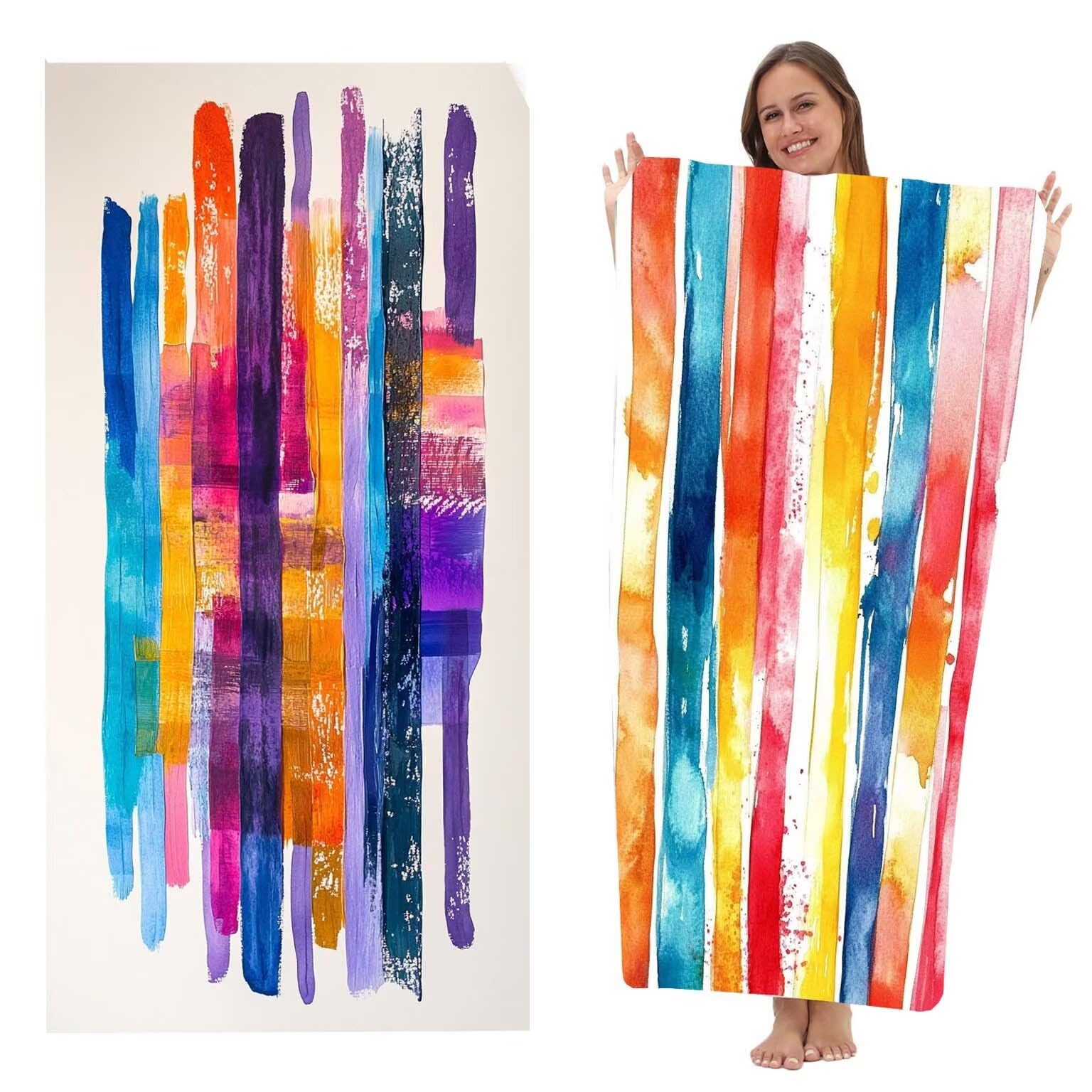 Ręcznik plażowy z mikrofibry 100x200 cm, lekki i miękki odporny na piasek szybkoschnący, na plażę, podróże, kryte baseny sauny, ręcznik 2 szt. Prezent (kolor pasków) z-1520