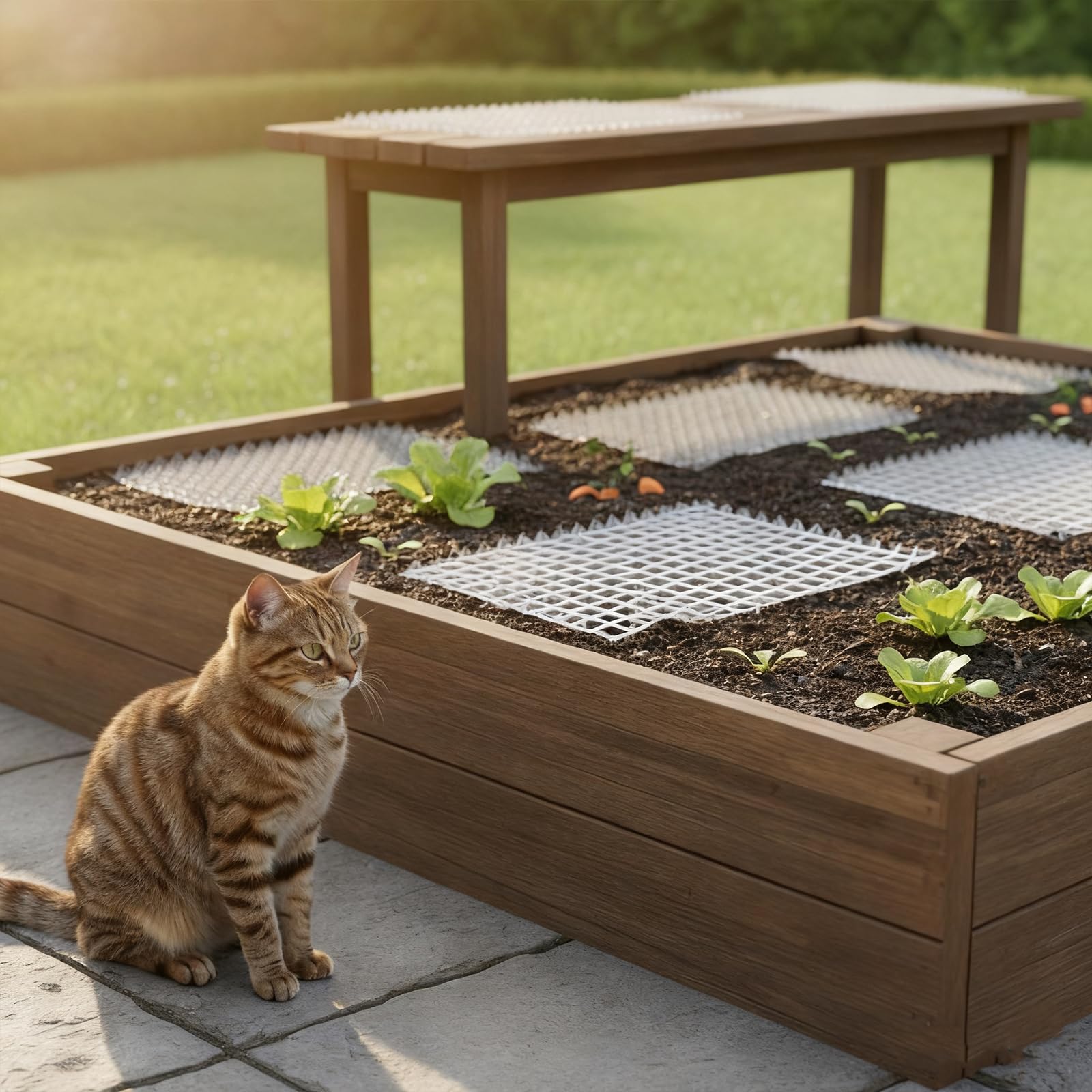 10 Unidades Alfombrilla Anti-Gatos 42x34cm | Pinchos Disuasorios No Dañinos para Jardín y Balcón | PP Reciclado Antideslizante y Resistentes a UV - Protección Interior/Exterior (12, Transparente)